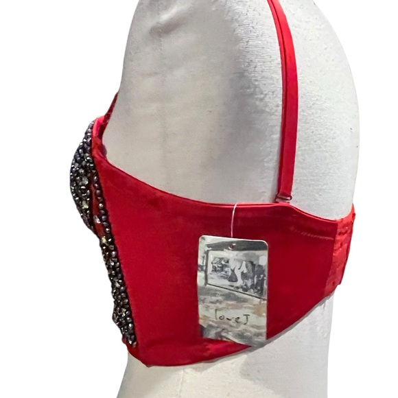 Love J NWT red beaded corset with white and dark silver embellished rhinestones - Picture 8 of 11